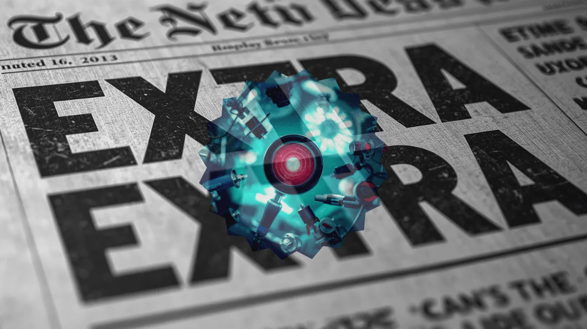 Endoscope exam shown on newspaper reading "EXTRA EXTRA"